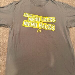 McDonald's “Menu Hacks" promotional employee crew t-shirt.